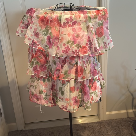 NWT Abercrombie & Fitch organza tiered dress in white floral - Picture 4 of 5